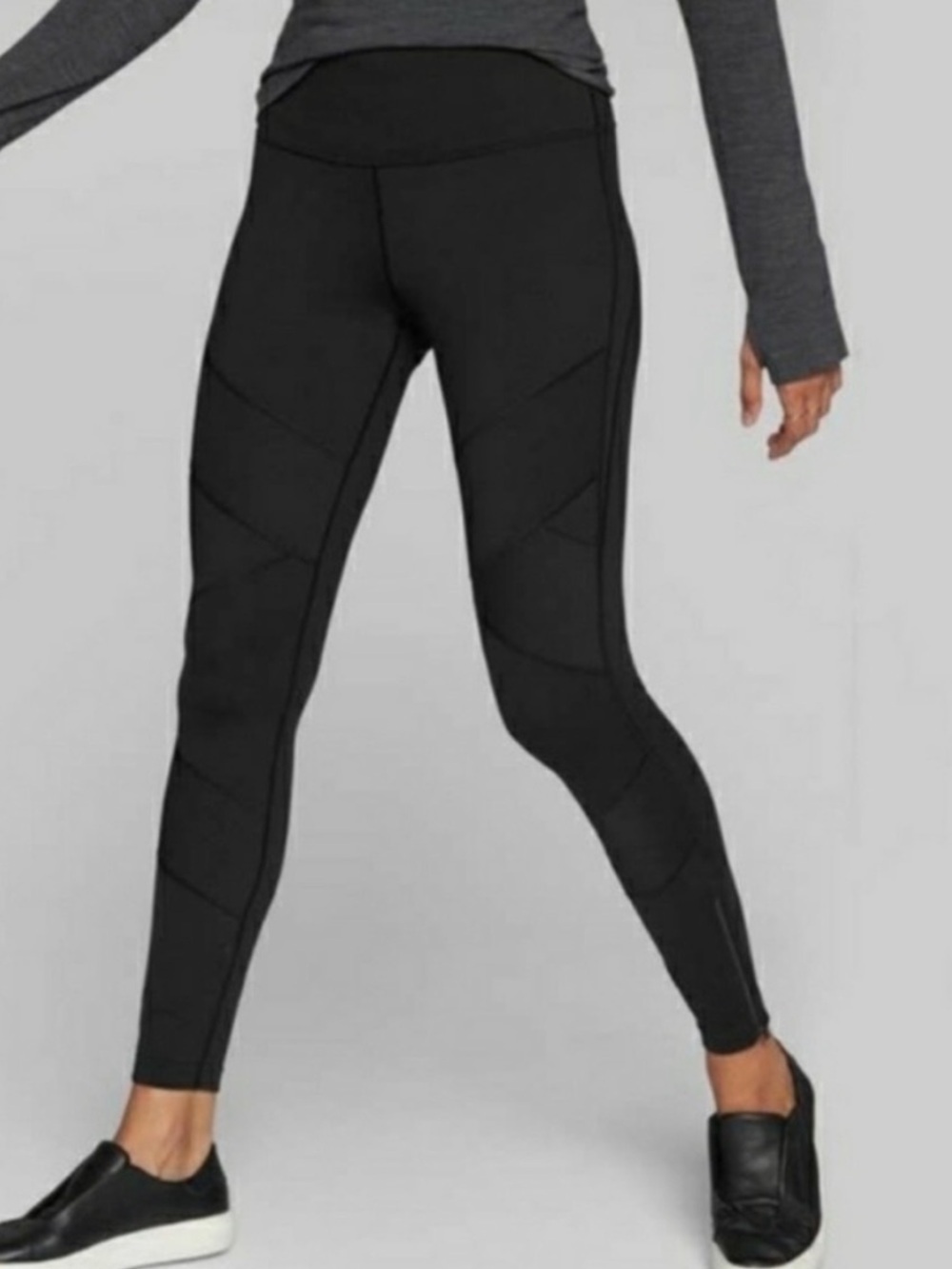 Athleta Sophia Moto Street tights Black Zippered Ankle Size Small